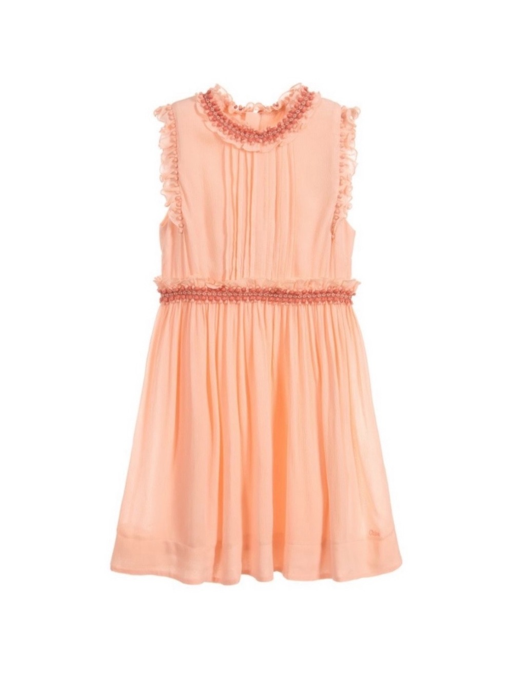 Chloe Peach Ruffled Neck Girls' Formal Dress